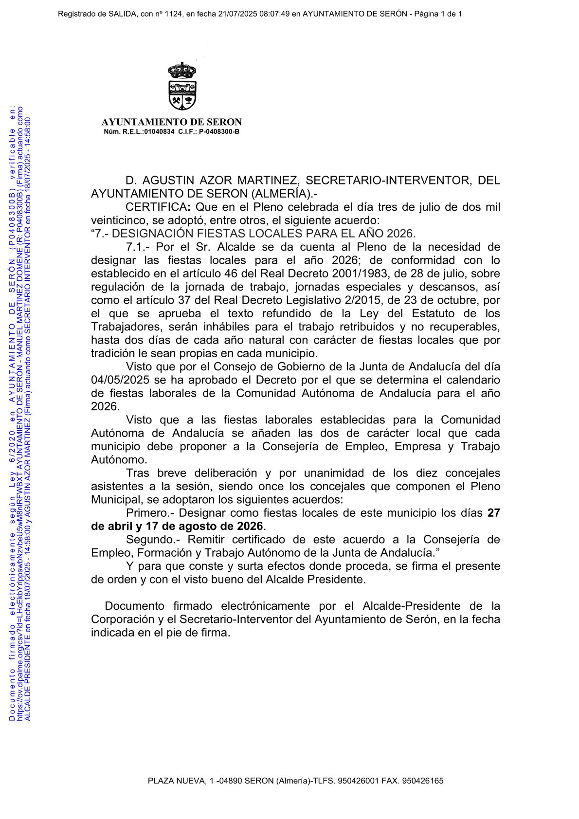 FIESTAS LOCALES 2026